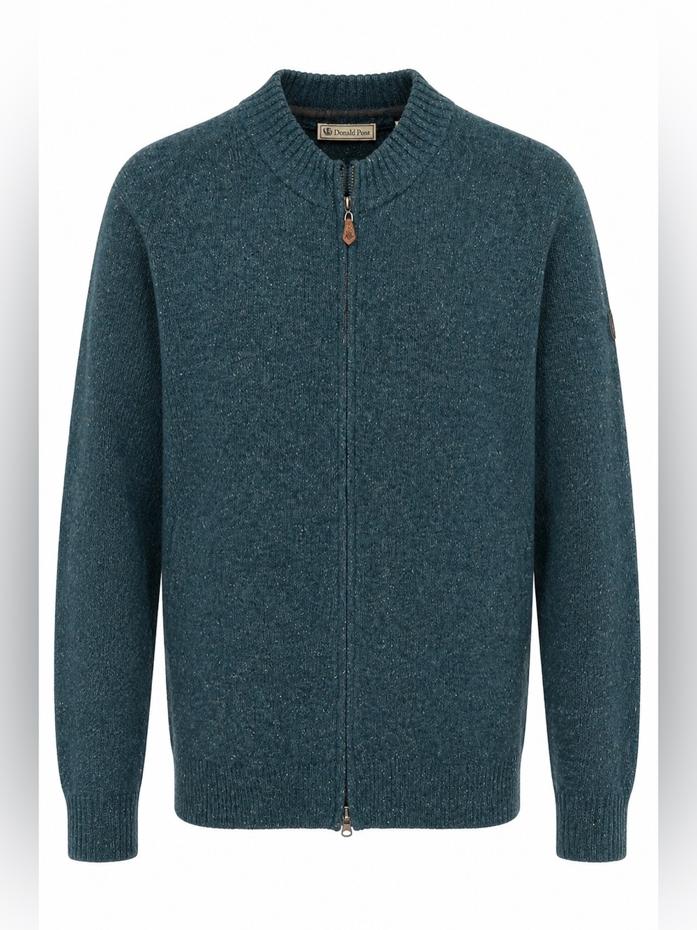 Donald Ross Lambswool Full Zip Sweater Men’s L Donegal Fleck Blue Green